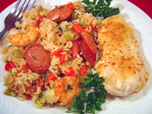 Chicken, Shrimp and Andouille Jambalaya